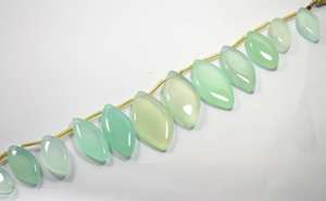 ลูกปัดหินแคลเซโดนีสีน้ำทะเลธรรมชาติทรงมาร์คีส์ขัดเรียบ สำหรับทำเครื่องประดับ ขายส่ง - Product Image 4