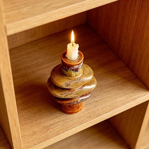 Designer Wooden Mirror Polished <b>Candle</b> Stand Modern Decorative <b>Candle</b> Holder Perfect For Home Interior Party Setup And Events - Product Image 2