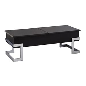 Tavolino da Caffè con Piano Sollevabile in Nero Lucido e Cromo - Product Image 3