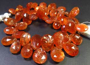 Cuentas de Piedra Solar Arcoíris Africana de Primera Calidad, Facetadas en Forma de Pera, Color Naranja, 8-14 mm, 100% Naturales, con Brillo Confeti, Gema de Piedra Solar, Hilo de 8 Pulgadas para Joyería - Product Image 3