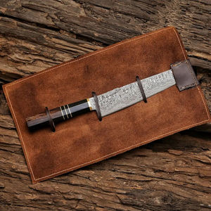 มีดเชฟทำมือแบบกำหนดเองของ Burraq ใบมีดเหล็กดามัสกัสทันสมัย ขนาด 8 นิ้ว ด้ามไม้ ปลอกหนัง ปลอดภัยสำหรับเครื่องล้างจาน - Product Image 6