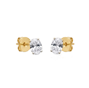 Boucles d'oreilles solitaires ovales en diamant de laboratoire, cadeau d'anniversaire, certifiées IGI, couleur DEF, clarté VS VVS, or massif 10K 14K 18K - Product Image 2