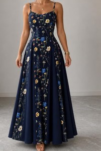 Vestido de Fiesta Largo sin Espalda, 100% Algodón, sin Mangas, Regalo de Boda para Suegra - Product Image 1