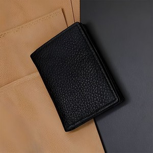 Magnetic Button Closure Black Leather Multi Cardholder Pocket Compact ID Card Case Universal Daily Useful Money <b>Wallet</b> <b>For</b> <b>Men</b> - Product Image 4