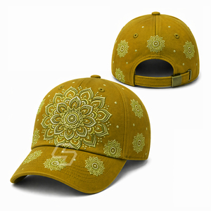 Casquette de baseball brodée personnalisée OEM en gros, unisexe, réglable avec boucle métallique, 6 panneaux, en coton, motif floral, pour printemps et été - Product Image 1