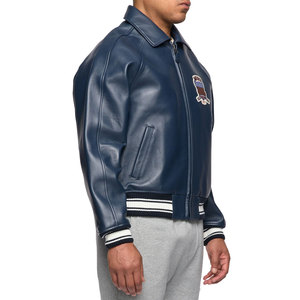 Chaqueta Bomber Avirex Edición USA para Hombre, Chaqueta de Vuelo Americana, Chaqueta de Cuero Genuino Negra - Product Image 4