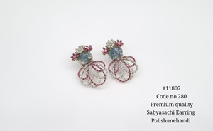 Pendientes de Mariposa con Circonita Cúbica, Pendientes de Doble Piedra con Baño Mehandi, Joyería Floral para Mujer, para Fiestas - Product Image 3