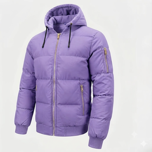Men's Puffer Jacket Custom Designed Bubble Padded Winter Zipper Closure Front Breathable - Product Image 6
