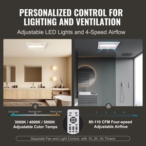 Ventilatore da Bagno ad Alta Efficienza 1500W con Ventilazione 110 CFM, Bassa Rumorosità 1.5sones, Risparmio Energetico, Riscaldamento 110V - Product Image 3