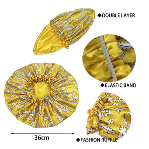 Gorro de satén sedoso de doble capa grande para mujer, con estampado de belleza, para dormir, gorro para el cabello rizado y con volumen, venta al por mayor - Product Image 2