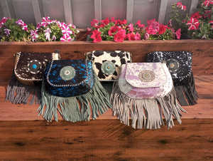 ใหม่จริงผมบนซ่อนขนหนังขอบออกแบบ Concho สลิงกระเป๋าโลหะขนสัตว์หนังนิ่มกระเป๋าหนังพรรคสวมใส่ผู้หญิงสลิงกระเป๋า - Product Image 4