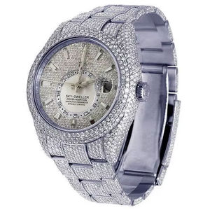 BOJ R.O.L.E.X.035 Montre Homme de Luxe à Quartz Analogique en Acier, Blanche, Entièrement Sertie de Moissanite, 41MM, Résistante à l'Eau 3BAR, Style Hip Hop - Product Image 1