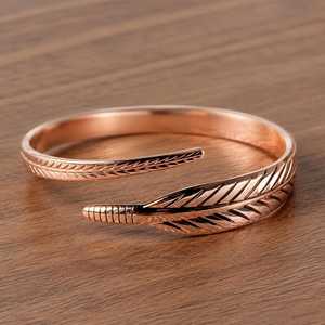 Belladec Handcrafted Feather <b>Copper</b> Classic Cuff Bracelet Open Adjustable <b>Bangle</b> Nature Inspired Artisan Jewelry Elegant Gift - Product Image 4