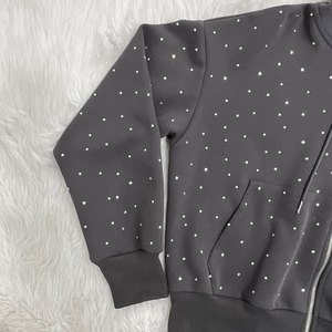 ชุดวอร์มมีฮู้ดลายจุดแบบ unisex ซิปยาวเต็มตัว ชุดลำลองสำหรับผู้ใหญ่ ใส่ได้ในฤดูใบไม้ร่วง พิมพ์ลายกลิตเตอร์ ผลิตจากวัสดุโพลีเอสเตอร์ - Product Image 3
