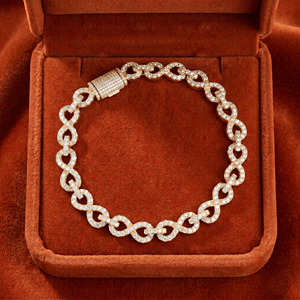 Gold Moissanite <b>Infinity</b> Link <b>Bracelet</b> Luxury Chain <b>Bracelet</b> Iced Out Fashion Jewelry Gift For Women Men Daily - Product Image 2