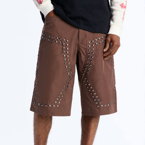 Streetwear Custom <b>Patches</b> Logo <b>Men</b> Denim <b>Shorts</b> With Custom Embossed Design <b>Shorts</b> Printed Chain And Stones Jean <b>Shorts</b> for <b>Men</b> - Product Image 1