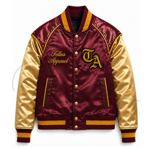 Veste universitaire pour homme OEM, matériau satiné de haute qualité, couleurs, taille et logo personnalisés, veste universitaire unisexe - Product Image 1