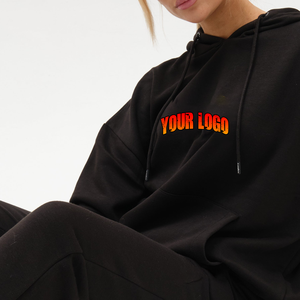 Ensemble de survêtements personnalisés pour femmes en coton French Terry de haute qualité, avec sweat à capuche et pantalon de jogging effet délavé et vieilli - Product Image 6