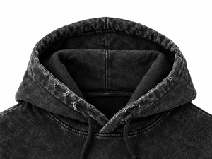 Sudadera con Capucha Negra Unisex de Algodón 100% Lavado Estilo Vintage para Navidad, con Gráfico de Muñeco de Nieve y Árbol, Diseño Desgastado, Oversize, Gruesa para Invierno - Product Image 6