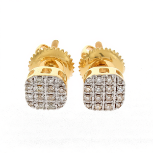 Boucles d'oreilles clous en or jaune 10 carats avec diamants naturels ronds de 0,14 ct, bijoux fins pour femmes - Product Image 1