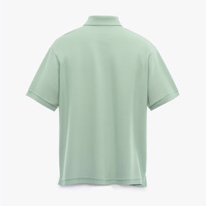Polo Verde Claro para Hombre, Cuello en Contraste, Mezcla de Algodón, Manga Corta, Liso, Casual, Transpirable, Cómodo, con Logotipo Personalizado - Product Image 4