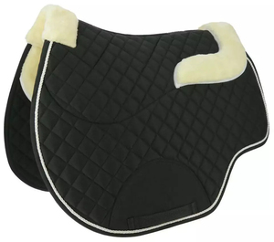 Tapis de selle tout usage noir matelassé en coton avec doublure en peau de mouton et intérieur en polaire pour l'équitation - Product Image 1