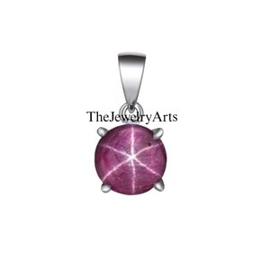 925 Sterling Silver <b>Ruby</b> Pendant Natural Star <b>Ruby</b> Pendant <b>Necklace</b> Handmade Round Star <b>Ruby</b> Gemstone <b>Necklace</b> for Women - Product Image 4