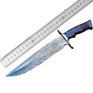 Cuchillo Bowie Profesional de Acero de Damasco con Hoja Fija para Caza al Aire Libre, Mango de Madera de Palisandro, Forma de Hoja Drop Point, Garantía de 3 Años, OEM - Product Image 5