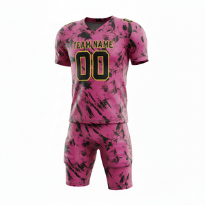 Ensemble d'uniformes de football américain personnalisés pour hommes, imprimés par transfert thermique, en jersey et pantalon respirants en polyester, antibactériens, séchage rapide, pour équipe - Product Image 1