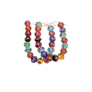 EXCEL EXPORTS Perles en verre soufflé multicolores de 12 mm |   Articles de bijouterie ronds pour la fabrication de bijoux et l'artisanat DIY, à usage décoratif |   Fil de 8 pouces - Product Image 1