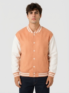 <b>Men's</b> Casual Bomber Varsity <b>Jacket</b> Two-Tone Ribbed Hem Cuffs Snap Closure Lightweight Waterproof Windproof Autumn Outerwear - Product Image 3