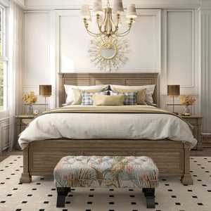 Cama Queen Amias de Furniture America – Madera de pino maciza, cabecero con acabado gris envejecido, estilo tradicional - Product Image 1