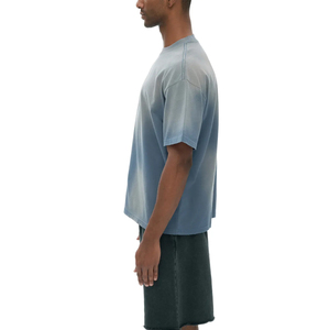 Wholesale Men's 270gsm Heavyweight Cotton <b>T</b>-Shirt Blank Acid Washed Distressed O-Neck Short Sleeve Custom Streetwear Thick Neck - Product Image 2