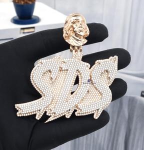 Colgante con Letra de Snoop Dogg con Incrustaciones de Diamantes de Moissanita, Joyería de Lujo Estilo Hip Hop con Cadena de Oro Rosa para Fiesta - Product Image 3