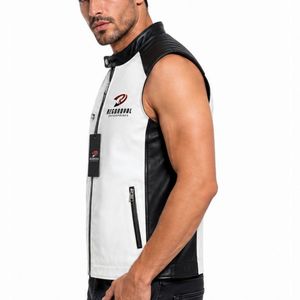 Chaleco de cuero elegante para hombre con forro suave, costuras duraderas, bolsillos prácticos y un ajuste atemporal para montar a caballo, viajar y uso casual. - Product Image 3