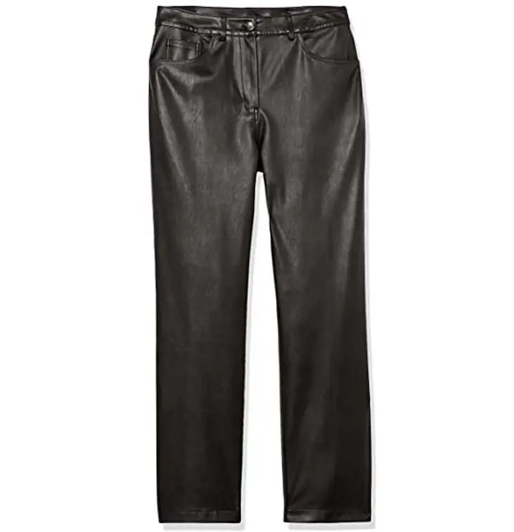 Vente en gros Pantalon en cuir souple et extensible de haute qualité pour femmes Pantalon cargo noir ample avec poches personnalisées Pantalon en simili cuir pour femmes
