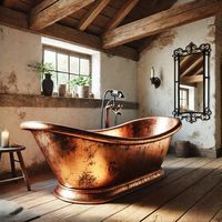 Baignoire en cuivre antique, faite à la main, de luxe, autoportante, pour bain à remous, design traditionnel pour spa intérieur