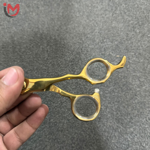 Ciseaux de coiffure professionnels en acier inoxydable, lame tranchante, pour droitiers, manche court, ciseaux de barbier dorés pour salon - Product Image 3