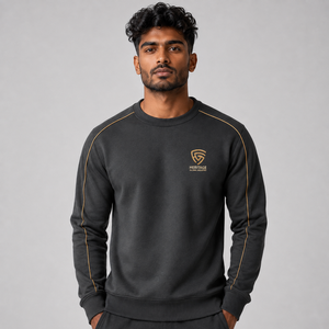Custom Manufacture <b>Men's</b> Athletic Wear Embroidered Logo Club Charcoal <b>Grey</b> Pullover <b>Men's</b> Crewneck <b>Sweatshirts</b> OEM Design - Product Image 1
