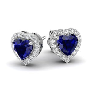 REYES Wholesale Price 14K <b>Gold</b> Moissanite Stud <b>Earrings</b> Heart Cut 1.5 Carat Blue <b>Sapphire</b> Gemstone Jewelry Anniversary Gifts - Product Image 5