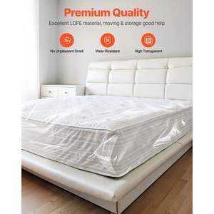 2 Pack Queen Size Heavy-Duty 2 Mil Thick Mattress Moving Supplies Wear-Resistant Waterproof Plastic <b>Bed</b> Cover Storage <b>Bags</b> - Product Image 2