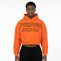 Sweat-shirt à capuche court unisexe en molleton surdimensionné Purpose Athletics Orange avec logo frontal et poche, idéal pour l'automne