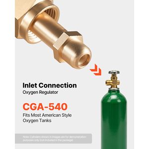 ตัวปรับแรงดันออกซิเจน 0-4000 PSI เกจวัดแก๊สเชื่อม CGA 540 ช่องต่อเข้า 9/16-18 RH ช่องต่อออก - Product Image 2