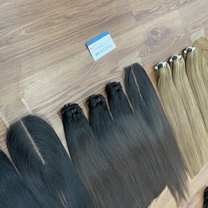 Extensiones de cabello humano premium, lisas, con efecto ombre en negro y marrón, con doble trama, listas para enviar. - Product Image 5