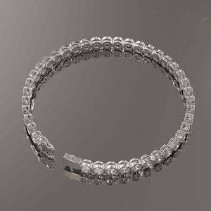 Bracelet tennis en argent sterling serti de pierres rondes brillantes, bijoux fins de luxe, chaîne pour femme - Product Image 6