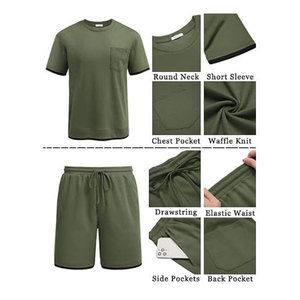 ชุดเซ็ตเสื้อยืดแขนสั้นและกางเกงขาสั้นผู้ชาย ผ้าฝ้าย 100% ปรับแต่งโลโก้ได้ ชุด 2 ชิ้น - Product Image 5
