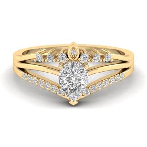 Anillo de Halo con Moissanita de Corte Pera de 0.9 Quilates en Plata de Ley 925 y Oro Amarillo de 14k, Precio de Fábrica REYES, Joyería Fina - Product Image 1