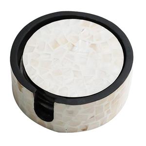Mother of Pearl <b>Coasters</b> <b>with</b> <b>Holder</b> Shiny <b>Coasters</b> <b>Sets</b> Tea and Coffee Tabletop Mother of Pearl Inlay <b>coaster</b> Inlay - Product Image 1