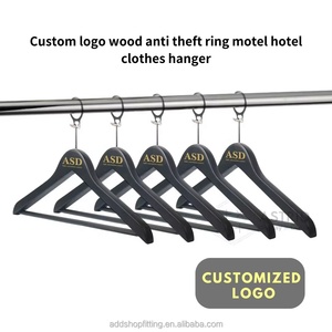 Wood Clothing Hangers With Engraved Logo Non-Slip <b>Hook</b> Type For Closet Use Classic Style - Product Image 3