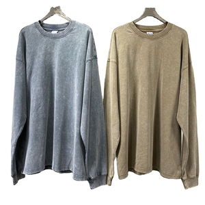 Pull-over surdimensionné à col rond et manches longues, 100 % coton tricoté, couleur unie, unisexe, coupe décontractée, idéal pour l'automne - Product Image 1